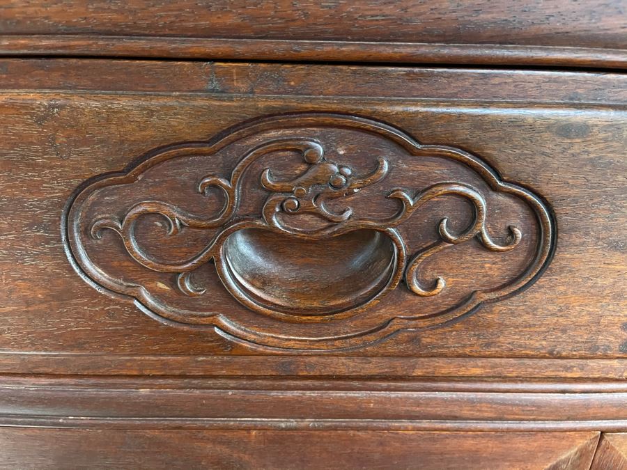 Vintage Chinese Carved Rosewood Cabinet Bookshelf China Cabinet With Dragon Serpent Motif 66'W X 19'D X 80'H [Photo 14]