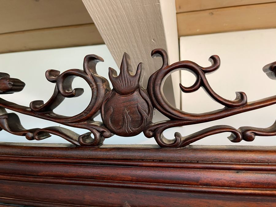 Vintage Chinese Carved Rosewood Cabinet Bookshelf China Cabinet With Dragon Serpent Motif 66'W X 19'D X 80'H [Photo 21]