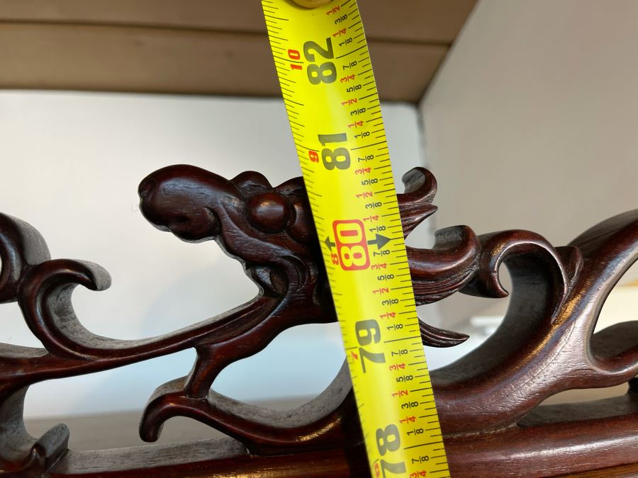 Vintage Chinese Carved Rosewood Cabinet Bookshelf China Cabinet With Dragon Serpent Motif 36'W X 19'D X 81'H [Photo 19]