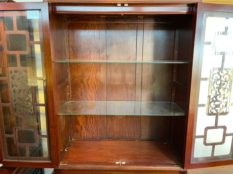 Vintage Chinese Carved Rosewood Cabinet Bookshelf China Cabinet With Dragon Serpent Motif 36'W X 19'D X 81'H [Photo 6]
