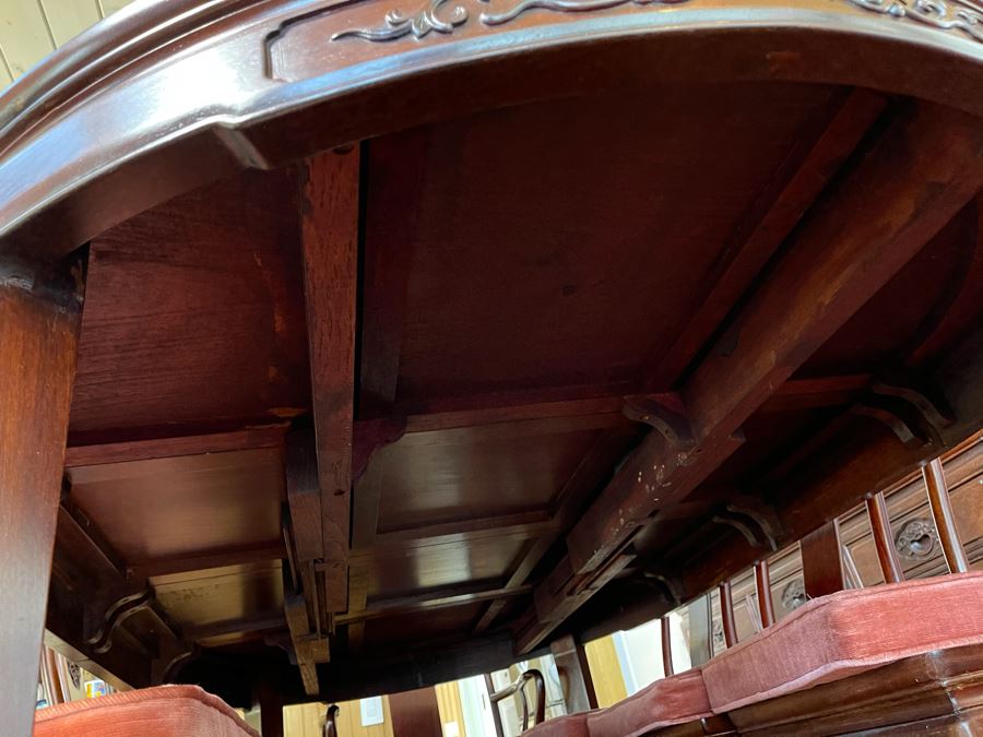 Beautiful Rosewood Dining Table With Two Leaves And Eight Rosewood Dining Chairs (Two Are Armchairs) 7'L X 4'W X 31'H [Photo 38]