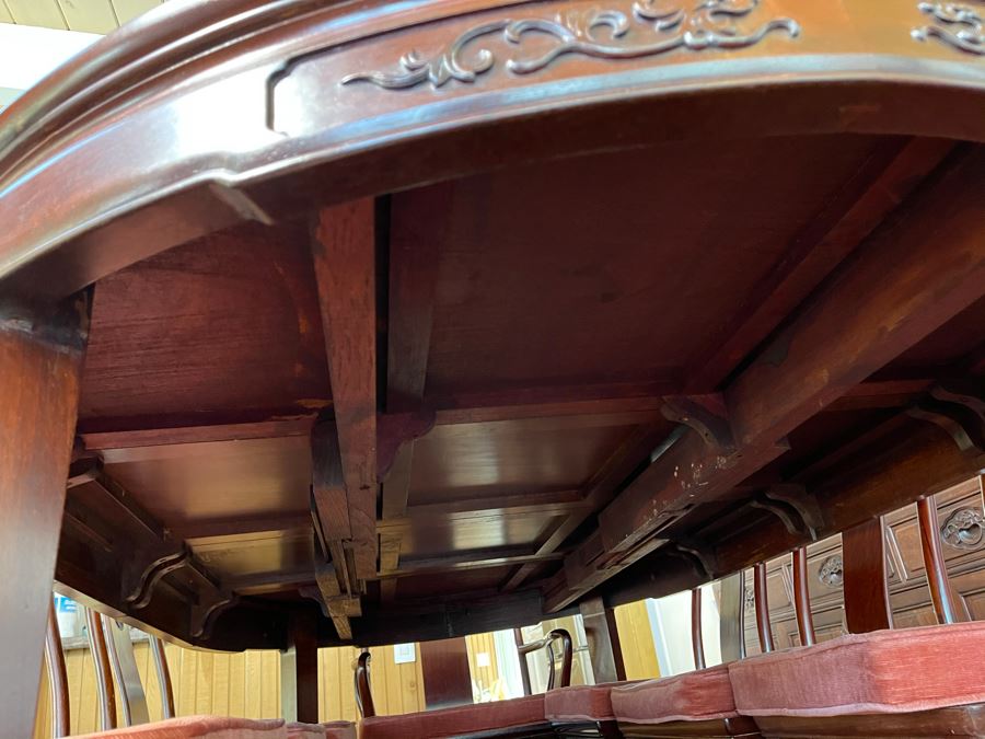 Beautiful Rosewood Dining Table With Two Leaves And Eight Rosewood Dining Chairs (Two Are Armchairs) 7'L X 4'W X 31'H [Photo 37]
