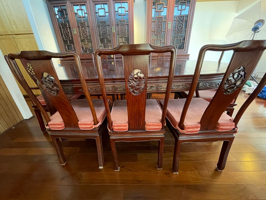 Beautiful Rosewood Dining Table With Two Leaves And Eight Rosewood Dining Chairs (Two Are Armchairs) 7'L X 4'W X 31'H [Photo 5]