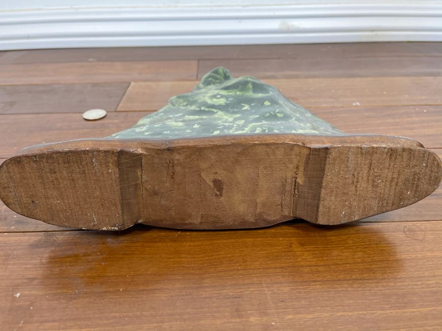 Antique Chinese Jade Stone Scholar Mountain Organic Sculpture With Wooden Stand 10W X 2.5D X 11H [Photo 10]