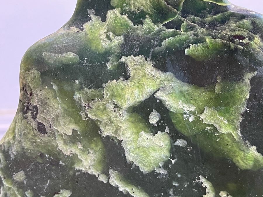 Antique Chinese Jade Stone Scholar Mountain Organic Sculpture With Wooden Stand 10W X 2.5D X 11H [Photo 7]