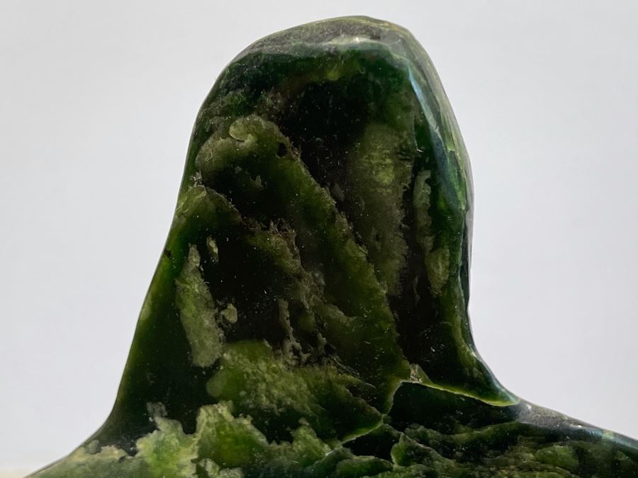 Antique Chinese Jade Stone Scholar Mountain Organic Sculpture With Wooden Stand 10W X 2.5D X 11H [Photo 8]