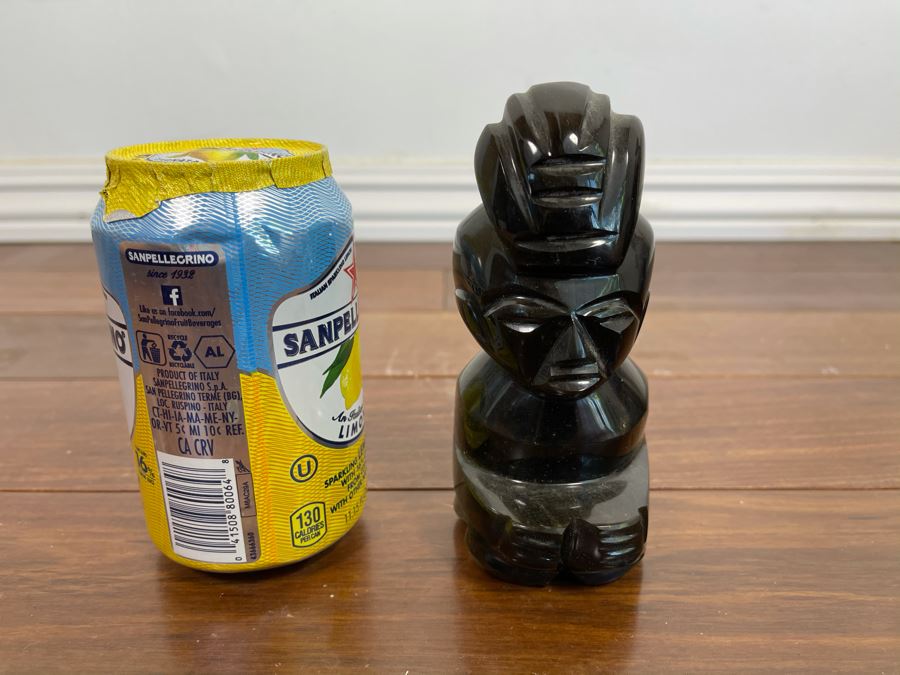 Carved Black Onyx Obsidian Stone Idol Statue Figurine 5H [Photo 7]