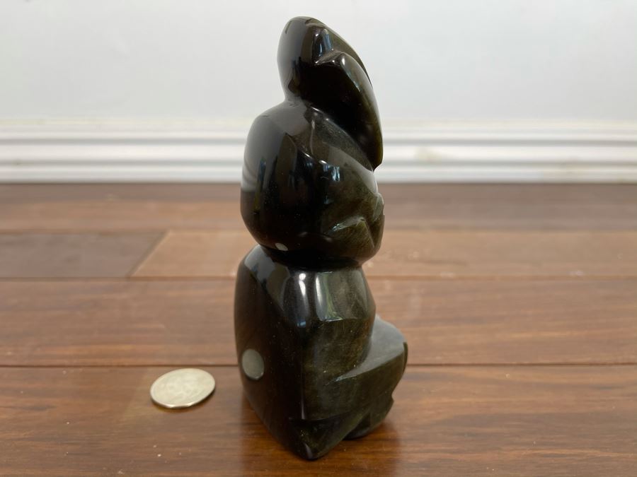 Carved Black Onyx Obsidian Stone Idol Statue Figurine 5H [Photo 3]