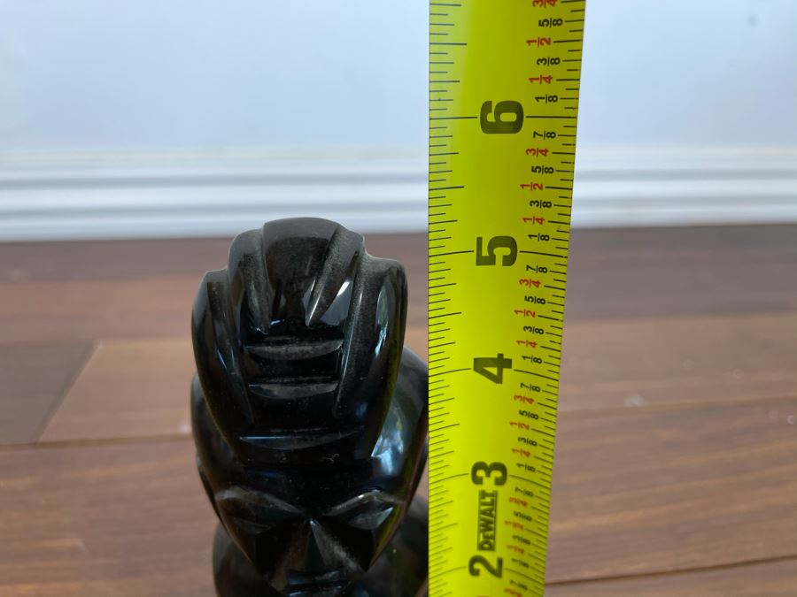 Carved Black Onyx Obsidian Stone Idol Statue Figurine 5H [Photo 8]