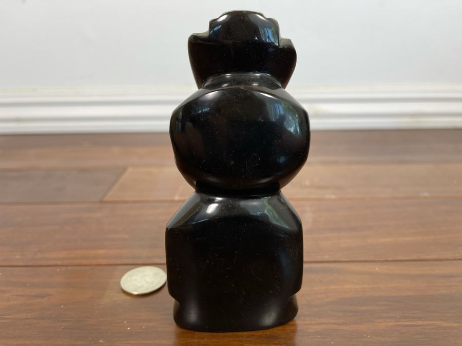 Carved Black Onyx Obsidian Stone Idol Statue Figurine 5H [Photo 4]