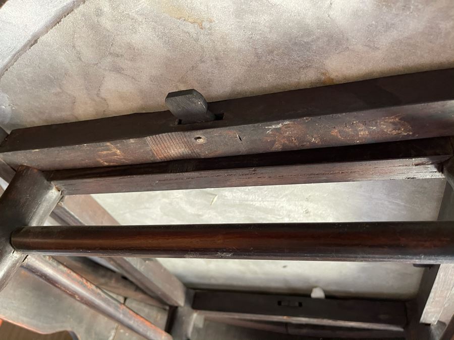 Stunning Antique Chinese Rosewood Marble Top Round Table 32W X 31H [Photo 21]