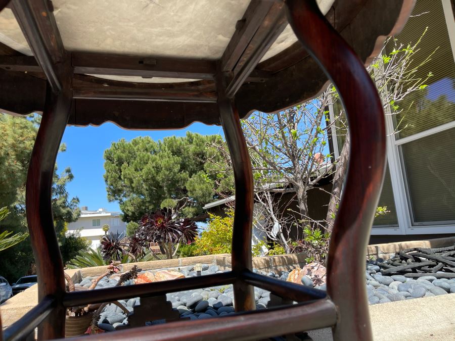 Stunning Antique Chinese Rosewood Marble Top Round Table 32W X 31H [Photo 15]