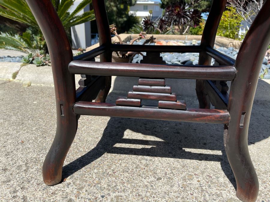 Stunning Antique Chinese Rosewood Marble Top Round Table 32W X 31H [Photo 13]