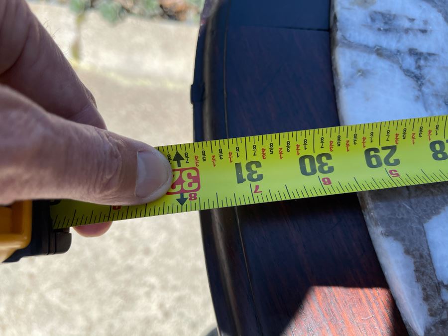 Stunning Antique Chinese Rosewood Marble Top Round Table 32W X 31H [Photo 19]