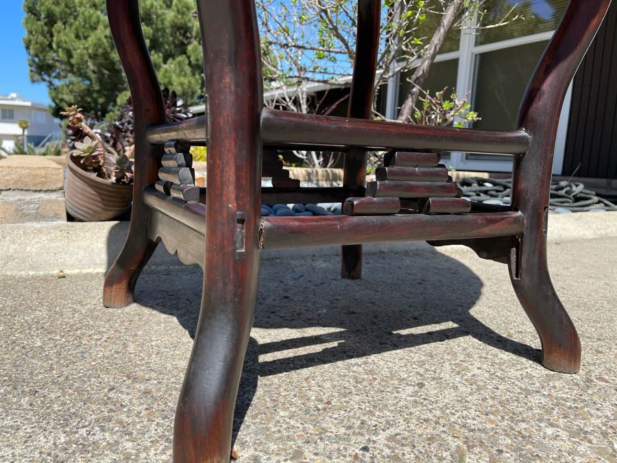 Stunning Antique Chinese Rosewood Marble Top Round Table 32W X 31H [Photo 17]