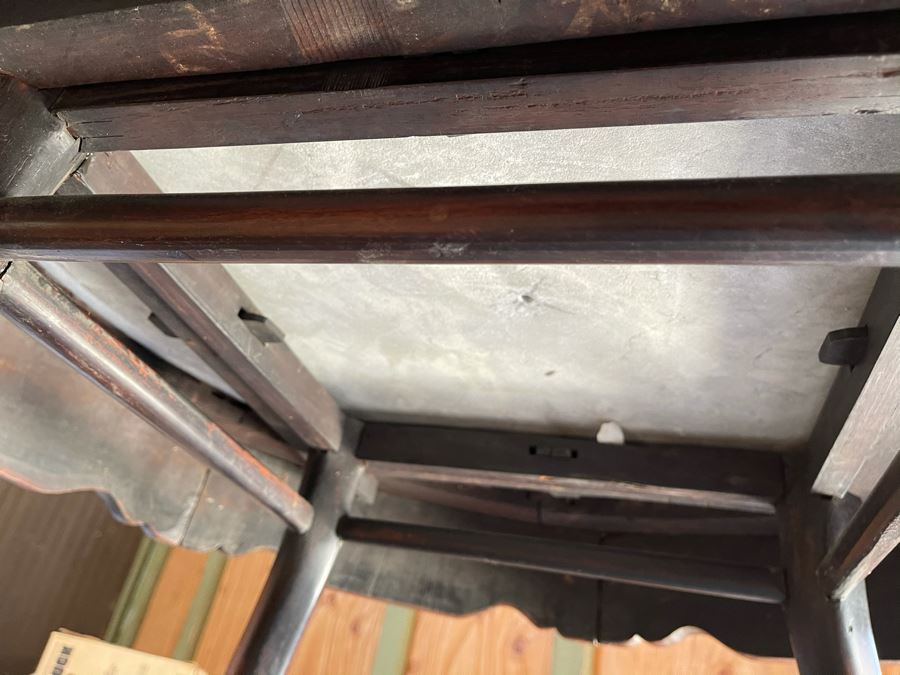 Stunning Antique Chinese Rosewood Marble Top Round Table 32W X 31H [Photo 22]