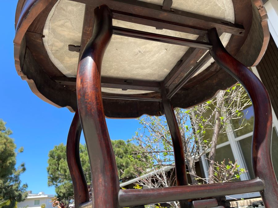 Stunning Antique Chinese Rosewood Marble Top Round Table 32W X 31H [Photo 18]
