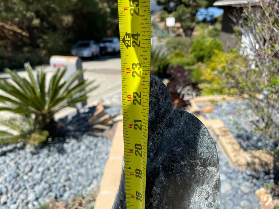 Large Modernist Organic Stone Sculpture Scholars Rock On Wooden Base 23H [Photo 10]