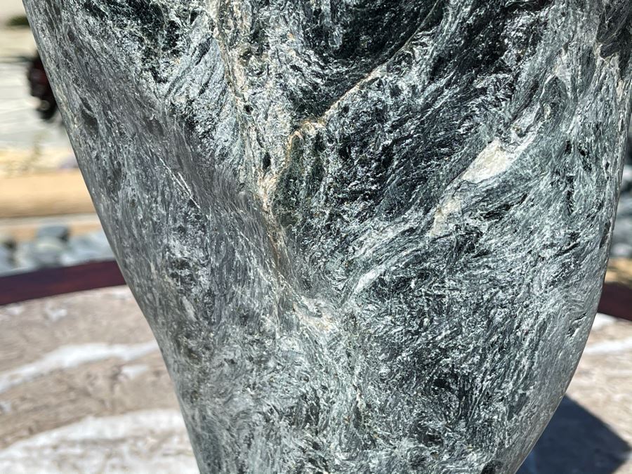 Large Modernist Organic Stone Sculpture Scholars Rock On Wooden Base 23H [Photo 7]