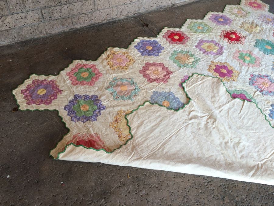 Handmade Large Vintage Hexagon Quilt [Photo 11]