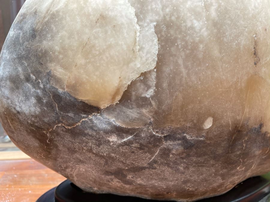 Large Chinese Moonstone Scholars Rock On Wooden Stand 19W X 6D X 20H [Photo 9]