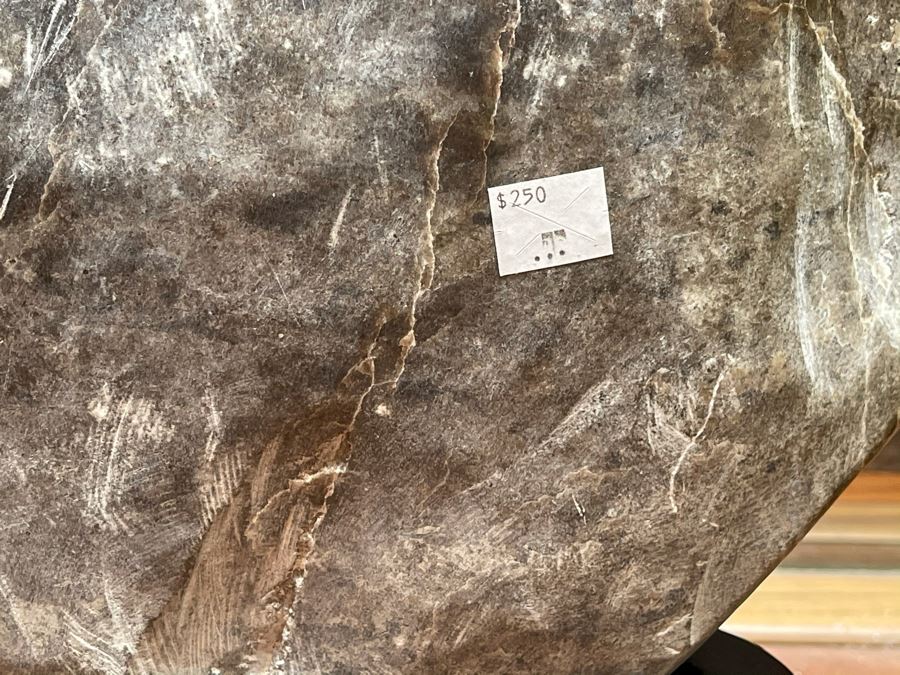 Large Chinese Moonstone Scholars Rock On Wooden Stand 19W X 6D X 20H [Photo 5]