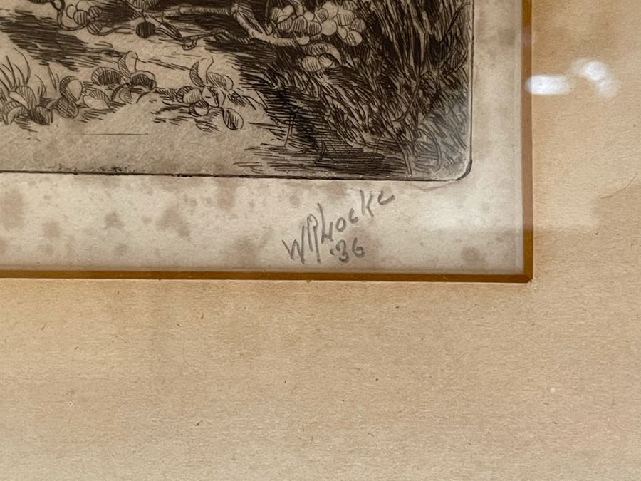 Vintage 1936 Signed Original Landscape Etching By W. R. Locke Titled 'Changing Weather' Limited Edition Framed Walter Ronald Locke 11 X 10 [Photo 8]