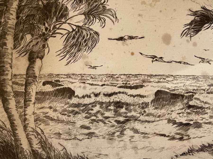 Vintage 1936 Signed Original Landscape Etching By W. R. Locke Titled 'Changing Weather' Limited Edition Framed Walter Ronald Locke 11 X 10 [Photo 5]