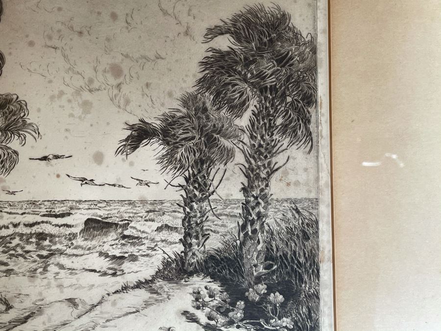 Vintage 1936 Signed Original Landscape Etching By W. R. Locke Titled 'Changing Weather' Limited Edition Framed Walter Ronald Locke 11 X 10 [Photo 4]