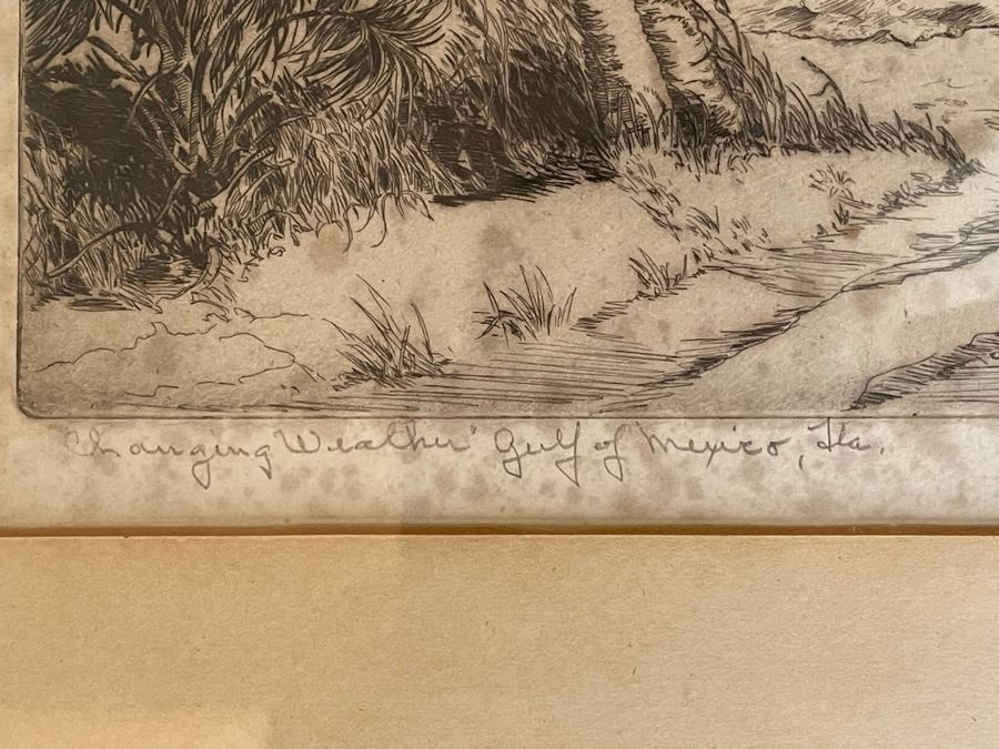 Vintage 1936 Signed Original Landscape Etching By W. R. Locke Titled 'Changing Weather' Limited Edition Framed Walter Ronald Locke 11 X 10 [Photo 10]