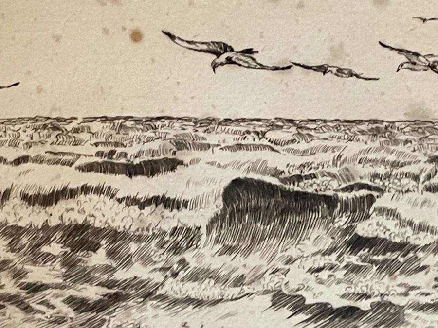 Vintage 1936 Signed Original Landscape Etching By W. R. Locke Titled 'Changing Weather' Limited Edition Framed Walter Ronald Locke 11 X 10 [Photo 13]