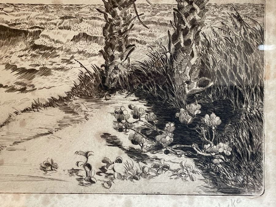 Vintage 1936 Signed Original Landscape Etching By W. R. Locke Titled 'Changing Weather' Limited Edition Framed Walter Ronald Locke 11 X 10 [Photo 11]