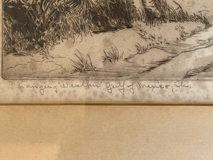 Vintage 1936 Signed Original Landscape Etching By W. R. Locke Titled 'Changing Weather' Limited Edition Framed Walter Ronald Locke 11 X 10 [Photo 9]