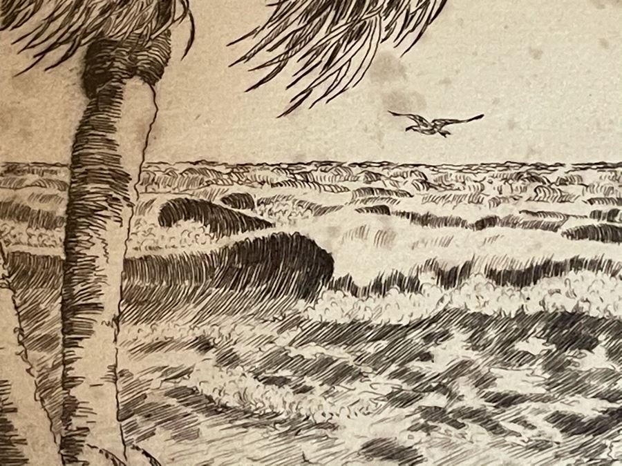 Vintage 1936 Signed Original Landscape Etching By W. R. Locke Titled 'Changing Weather' Limited Edition Framed Walter Ronald Locke 11 X 10 [Photo 14]