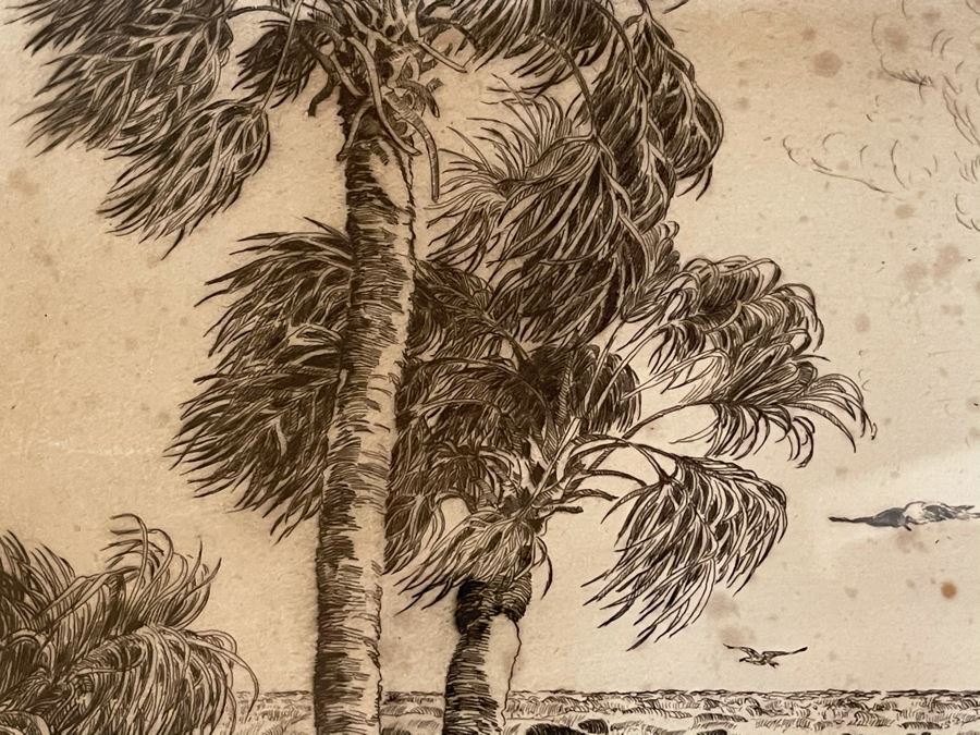 Vintage 1936 Signed Original Landscape Etching By W. R. Locke Titled 'Changing Weather' Limited Edition Framed Walter Ronald Locke 11 X 10 [Photo 7]