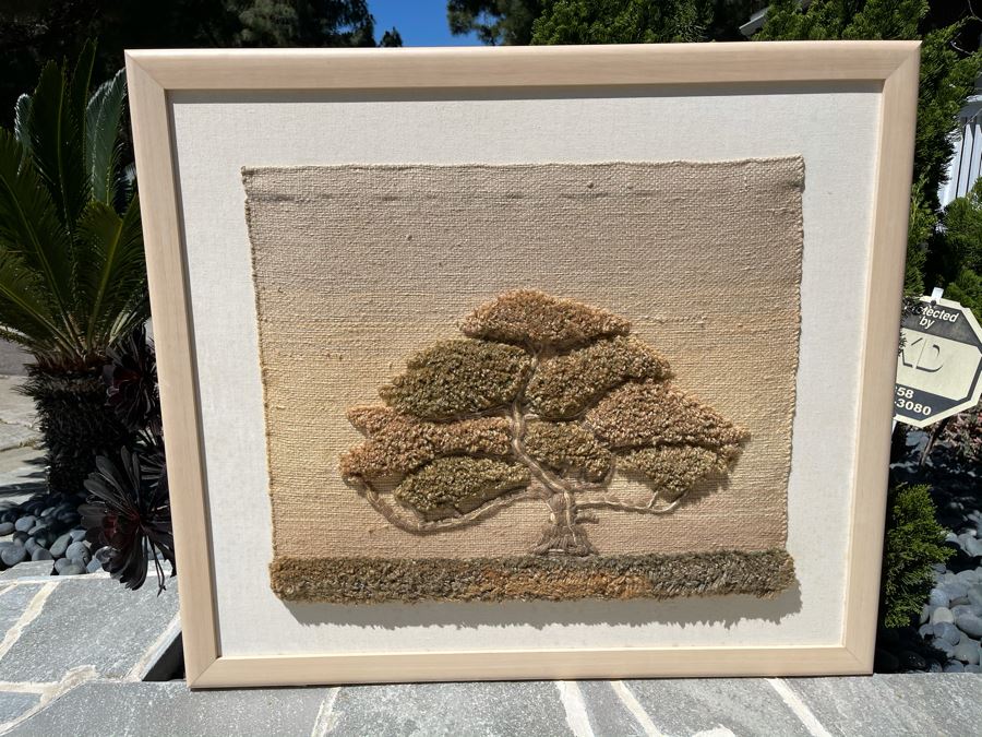 Vintage Framed Yarn Tree Picture 42W X 37H [Photo 2]