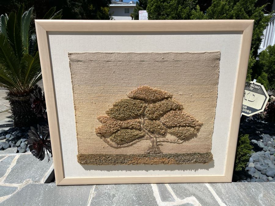 Vintage Framed Yarn Tree Picture 42W X 37H [Photo 1]