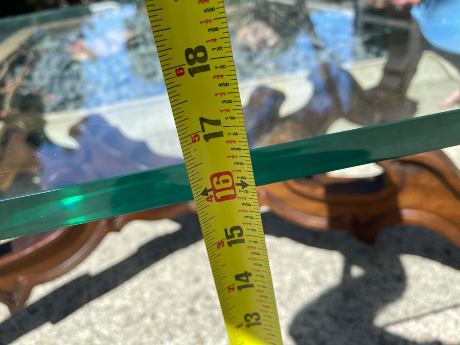 Wooden Base Glass Top Coffee Table 66W X 36D X 16.5H Glass Is 0.75' [Photo 10]