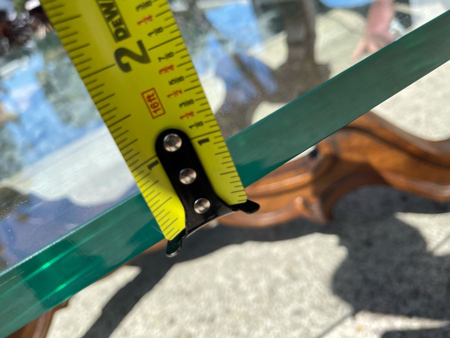 Wooden Base Glass Top Coffee Table 66W X 36D X 16.5H Glass Is 0.75' [Photo 11]