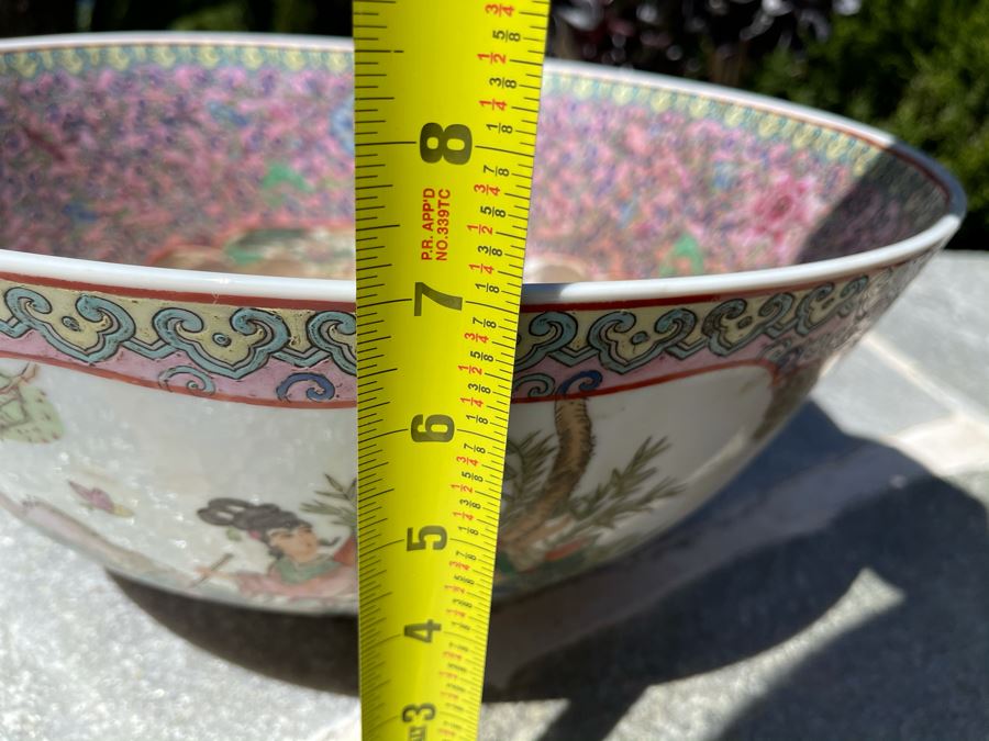 Two Matching Large Vintage Chinese Famille Rose Porcelain Bowls 16.5R X 7H [Photo 23]