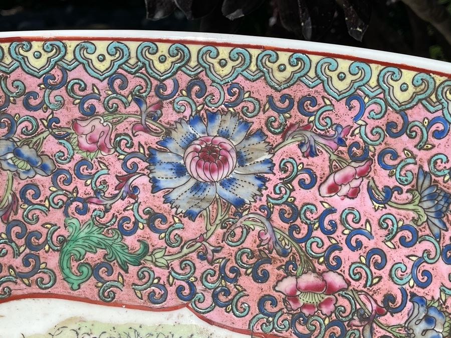 Two Matching Large Vintage Chinese Famille Rose Porcelain Bowls 16.5R X 7H [Photo 10]