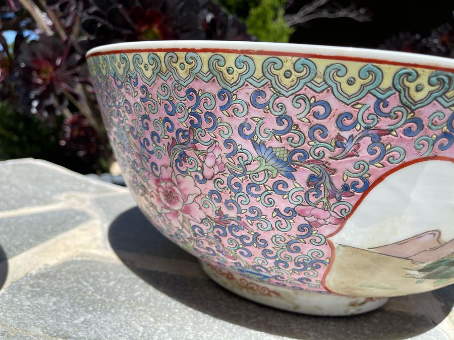 Two Matching Large Vintage Chinese Famille Rose Porcelain Bowls 16.5R X 7H [Photo 20]
