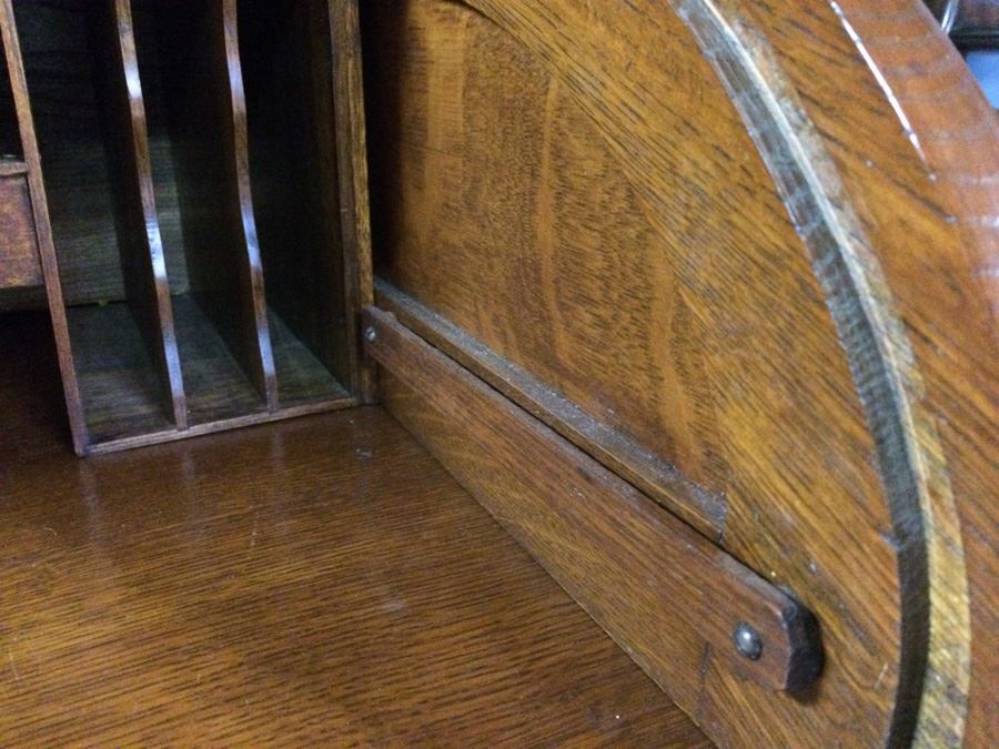 Grand Rapids Desk Company - Small Vintage Rolltop Desk on Casters [Photo 13]