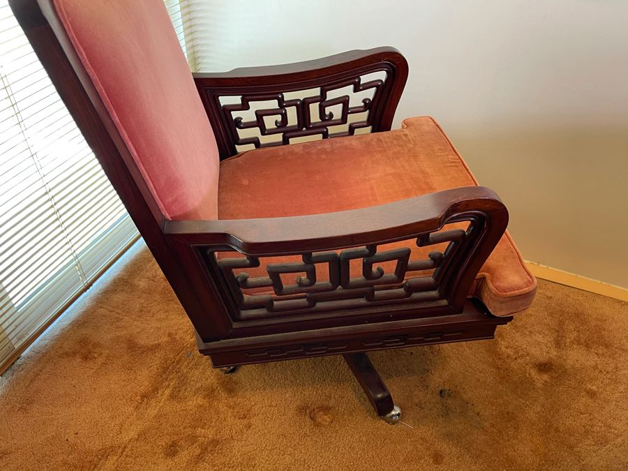 Impressive Rosewood 3-Piece Desk With Rosewood Armchair On Casters 80W X 33D X 30.5H [Photo 15]