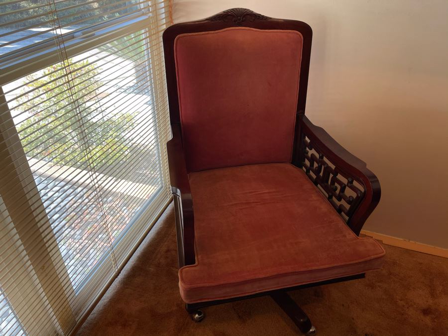 Impressive Rosewood 3-Piece Desk With Rosewood Armchair On Casters 80W X 33D X 30.5H [Photo 24]