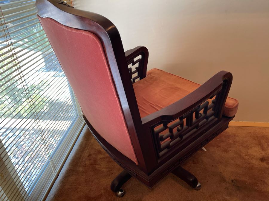 Impressive Rosewood 3-Piece Desk With Rosewood Armchair On Casters 80W X 33D X 30.5H [Photo 25]