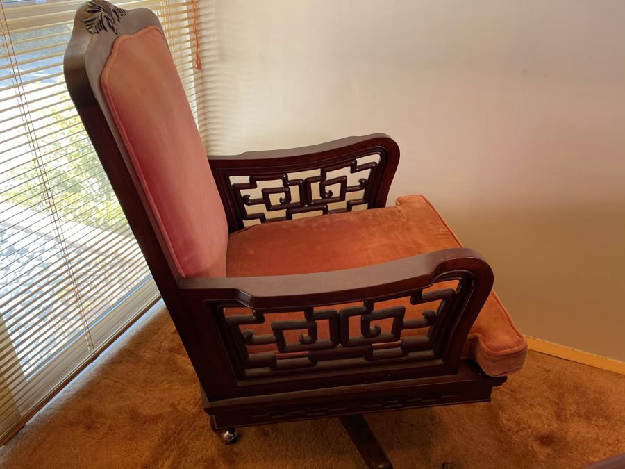 Impressive Rosewood 3-Piece Desk With Rosewood Armchair On Casters 80W X 33D X 30.5H [Photo 14]