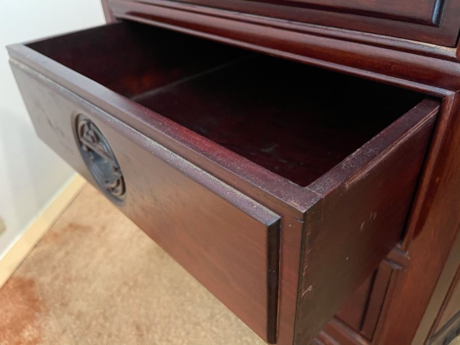 Impressive Rosewood 3-Piece Desk With Rosewood Armchair On Casters 80W X 33D X 30.5H [Photo 22]