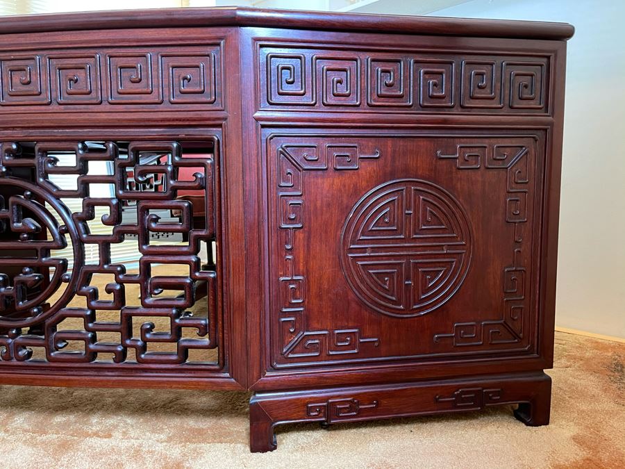 Impressive Rosewood 3-Piece Desk With Rosewood Armchair On Casters 80W X 33D X 30.5H [Photo 11]