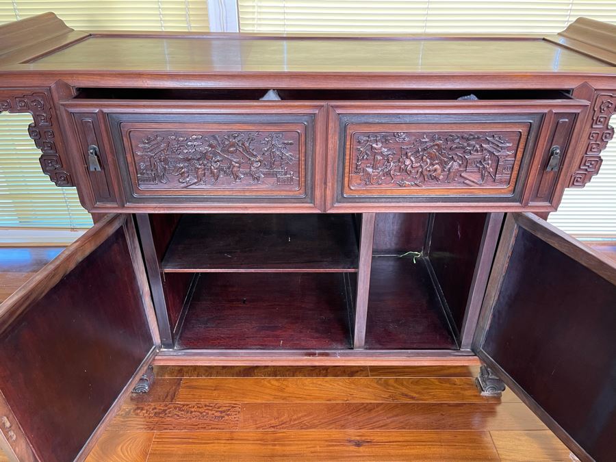 Stunning Antique Chinese Rosewood Altar Cabinet Sideboard 64W X 22D X 36.5H [Photo 23]